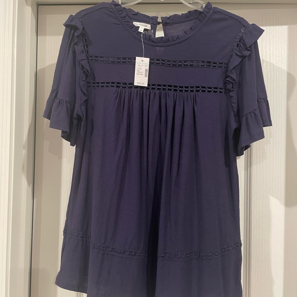 Maurices Navy Ruffled Blouse